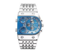 CARLIEN Orologio da polso da uomo di lusso rettangolare quadrato oro argento grande quadrante luminoso impermeabile orologio al quarzo sportivo multi-fuso orario militare in acciaio inossidabile
