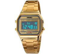 Carlien, orologio digitale in acciaio INOX Band Square multifunzione impermeabile oro