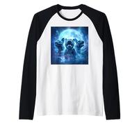 Carlini Che ululano alla Luna Halloween Anni '90 Gen Y Style Maglia con Maniche Raglan