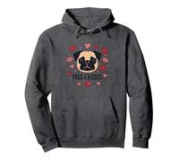 Carlini e Baci: Adorabile Regalo Romantico per San Valentino Amante dei Cani Felpa con Cappuccio, Unisex per Adulti, Grigio Scuro, S