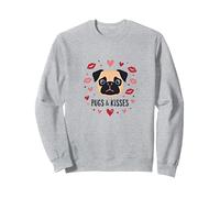 Carlini e Baci: Adorabile Regalo Romantico per San Valentino Amante dei Cani Felpa, Unisex per Adulti, Grigio Melange, L