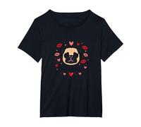 Carlini e Baci: Adorabile Regalo Romantico per San Valentino Amante dei Cani Maglietta, Donna Plus-Size, Nero, 6X