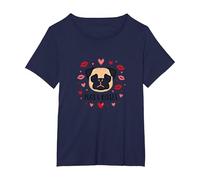 Carlini e Baci: Adorabile Regalo Romantico per San Valentino Amante dei Cani Maglietta, Donna Plus-Size, Navy, 1X
