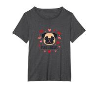 Carlini e Baci: Adorabile Regalo Romantico per San Valentino Amante dei Cani Maglietta, Donna Plus-Size, Grigio Scuro, 2X