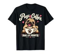 Carlini e caffè Rendono la Vita più Luminosa Amante del caffè dei Cani Maglietta