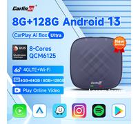 CarlinKit 8G+128G Android 13 CarPlay TV AI Box Ultra QCM6125 8 core Wireless CarPlay e Android Auto GPS per YouTube Netflix IPTV Aggiornamento FOTA 4GB+64GB