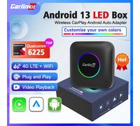 Carlinkit CarPlay Ai TV Box Android13 LED 8 + 128 GB QCM 8-Core 6225 Wireless CarPlay Android Auto per YouTube Netflix 4G LTE WIFI