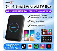 CarlinKit HDMI Android TV Box Adattatore wireless 5 in 1 Supporto Netflix IPTV Wireless Android Auto e CarPlay Dongle per autoradio LITE S 4GB 32GB Brands Genuine