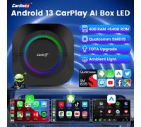 CarlinKit S2 CarPlay Ai Box LED Android 13 Streaming Box 64G/128G Qualcomm schermo diviso a 8 Core sistema intelligente per auto riproduci Video