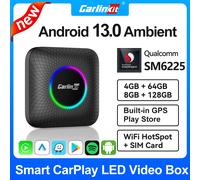 Android 13 CarlinKit Android Auto Wireless CarPlay AI TV Box QCM6125 SM6225 Schermo diviso a 8 core LED SM6225 NA 8GB 128GB