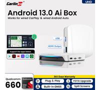 Carlinkit UHD SDM660 Android 13 Ai Box CarPlay Android Auto Uscita HDMI wireless Supporto Netflix YouTube IPTV HBO Max Spotify