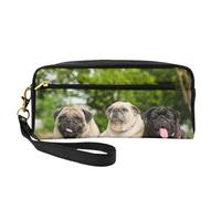 Carlino Amicizia Bokeh Cani Animali Amici Carlino, Borsa per il trucco Borsa per cosmetici Borsa da viaggio portatile da toilette Astuccio in pelle per donne e ragazze