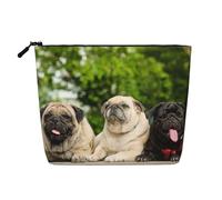 Carlino Amicizia Bokeh Cani Animali Domestici Amici Carlino, Borsa per cosmetici in lino sintetico Borsa per trucco Borsa da viaggio portatile