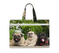 Carlino Amicizia Bokeh Cani Animali Domestici Amici Carlino,Borsa portadocumenti in tela con cerniera, borsa a mano, valigetta per scuola e ufficio
