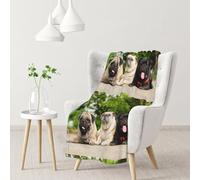 Carlino Amicizia Bokeh Cani Animali Domestici Amici Carlino,Coperta morbida, calda, anti-pilling, in flanella, peluche, 76 x 102 cm