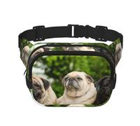Carlino Amicizia Bokeh Cani Animali Domestici Amici Carlino, Marsupio quadrato a doppio strato, borsa da viaggio, marsupio casual