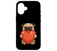 Carlino cane amante degli animali cuore San Valentino mamma papà bambini Custodia per iPhone 16