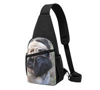 Carlino Cane Casual Una Spalla Cross Body Borsa Del Petto Del Raccoglitore Del Telefono Sacchetto Del Telefono Degli Uomini Cross Body, Nero , Taglia unica