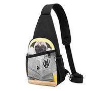 Carlino Cane Casual Una Spalla Cross Body Borsa Del Petto Del Raccoglitore Del Telefono Sacchetto Del Telefono Degli Uomini Cross Body, Nero , Taglia unica