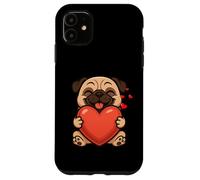 Carlino cane cuore San Valentino amante degli animali mamma papà bambini Custodia per iPhone 11