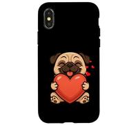 Carlino cane cuore San Valentino amante degli animali mamma papà bambini Custodia per iPhone X/XS
