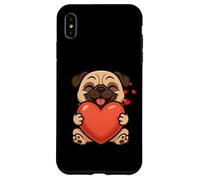 Carlino cane cuore San Valentino amante degli animali mamma papà bambini Custodia per iPhone XS Max