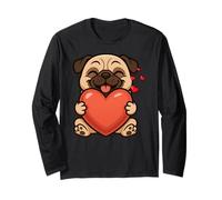 Carlino Cane Cuore San Valentino Amante degli Animali Mamma papà Bambini Maglia a Manica