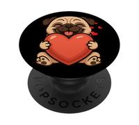 Carlino cane cuore San Valentino amante degli animali mamma papà bambini PopSockets PopGrip Adesivo