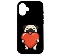 Carlino cane grande cuore San Valentino mamma papà bambini Custodia per iPhone 16