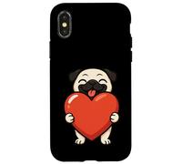 Carlino cane grande cuore San Valentino mamma papà bambini Custodia per iPhone X/XS