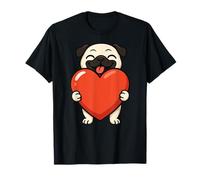 Carlino Cane Grande Cuore San Valentino Mamma papà Bambini Maglietta