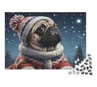 Carlino Cane Puzzle 1000 Pezzi Carta per Adulti Notte Invernale Gioco di Puzzle 1000 Pezzi 70x50cm/1000pcs