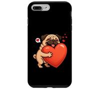 Carlino cane San Valentino amante degli animali cuore mamma papà bambini Custodia per iPhone 7 Plus/8 Plus