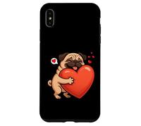 Carlino cane San Valentino amante degli animali cuore mamma papà bambini Custodia per iPhone XS Max