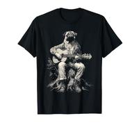 Carlino Che Suona la Chitarra, Musica Folk, Cane Medievale, Chitarrista Maglietta