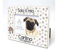 CARLINO - Cornice per foto con testo. Cornice con motivo di cane. Una foto, una foto con un animale domestico. Da appoggiare o appendere. Un regalo per ogni amante dei cani.