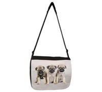 Carlino Cuccioli Messenger Borsa - Carlini Cagnolino Carino Animali Regalo