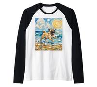 Carlino Fulvo Che Gioca su Una Spiaggia Estiva Maglia con Maniche Raglan