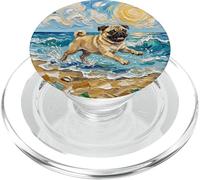 Carlino fulvo che gioca su una spiaggia estiva PopSockets PopGrip per MagSafe