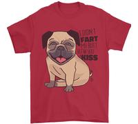 Carlino I Didnt Fart il Mio Sedere Blew Ti Un Bacio Uomo T-Shirt 100% Cotone