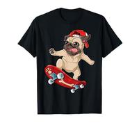 Carlino Skateboard T Shirt Cane cucciolo divertente Skater Skateboarding Maglietta