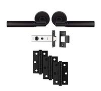 Carlisle Brass Belas Ultimate Door Pack, include un paio di maniglie, 3 cerniere e un fermo da 7,6 cm in nero opaco