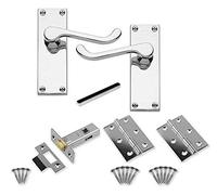 Carlisle Ottone - Maniglia per porta a leva in stile vittoriano, chiusura tubolare a mortasa 64 mm e cerniere per porte interne (cromo lucido)