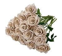 Carlita's Blooms 15 rose finte in seta artificiale, fiori di rosa nuda, lunghi steli, bouquet per composizioni nuziali, centrotavola, feste, casa, cucina (vaso non incluso)