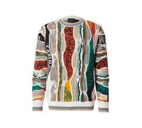 Carlo Colucci Pullover 'Estveller' beige / verde scuro / arancione / bianco Uomo Carlo Colucci M beige / verde scuro / arancione / bianco