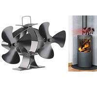 Carlo Milano Casa e Cucina - per Camino: Ventilatore Doppio fornello Senza elettricità, 3 Pale del Ventilatore ciascuna, da 65 ° C (Fan pila, Stufa Camino Fan, Elettrico)