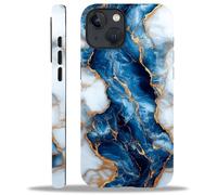 CARLOCA Compatibile con iPhone 13 14 Full Body Matte Case per Girl Boy Hard Shell antiurto per iPhone 13 14 Fashion Pattern Blue White Marble Golden Texture Stile astratto