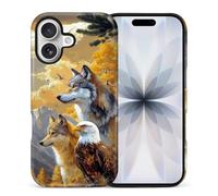 CARLOCA Compatibile con iPhone 17 Custodia opaca a corpo intero per ragazza ragazzo guscio rigido antiurto per iPhone 17 modello moda cielo dorato nuvola lupo aquila albero di montagna