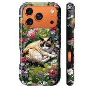 CARLOCA per iPhone 17 Pro compatibile con Magsafe Custodia protettiva integrale per ragazza ragazzo antiurto ricarica magnetica motivo estetico pigro crema gatto fiori selvatici giardino di rose