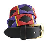 CARLOS DIAZ Cintura da Uomo Donna Premium Unisex in Pelle Marronee Ricamata Designer Polo (100 cm / 40-42 Inches)
